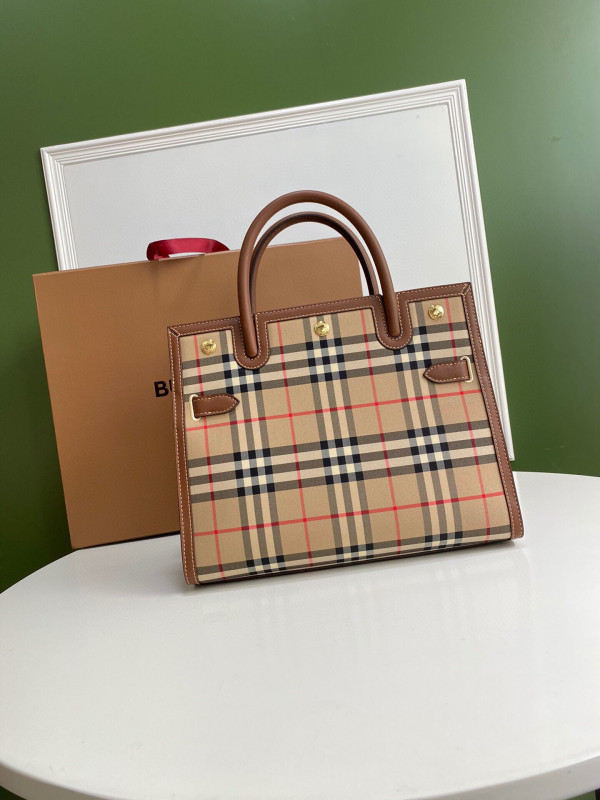 B**rry small vintage check two-handle title bag