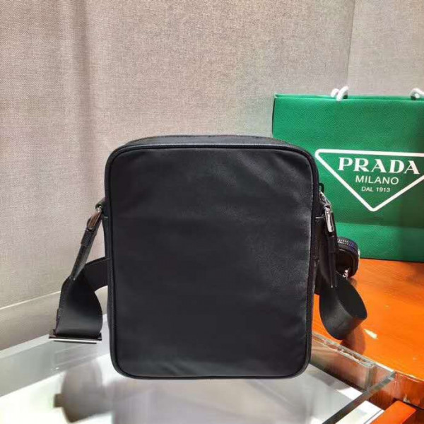 Pra*a re-nylon and saffiano leather shoulder bag