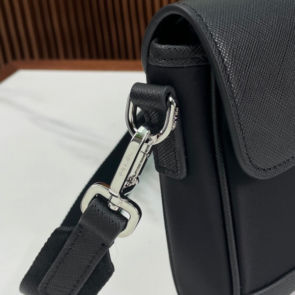 Pra*a re-nylon and leather shoulder bag