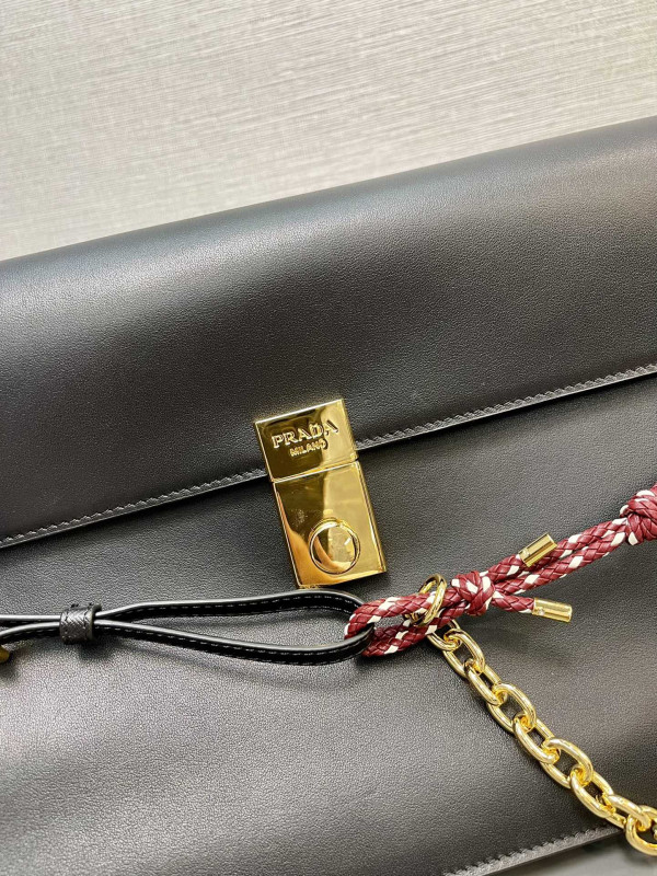 Pra*a soft sound large leather shoulder bag with charms